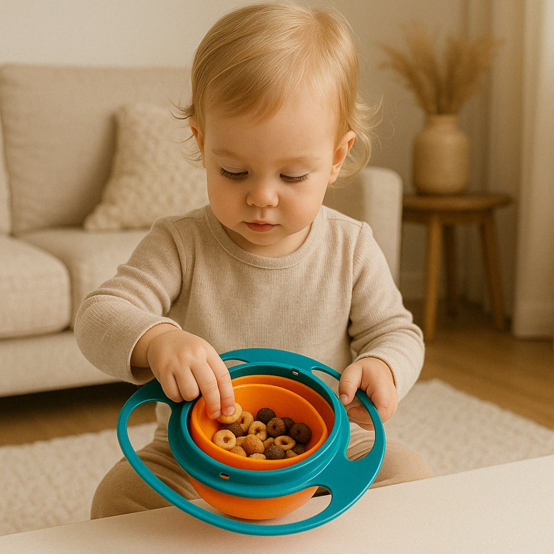 Bol Gyroscopique Anti-Renversement – Snack Sans Stress pour Bébé